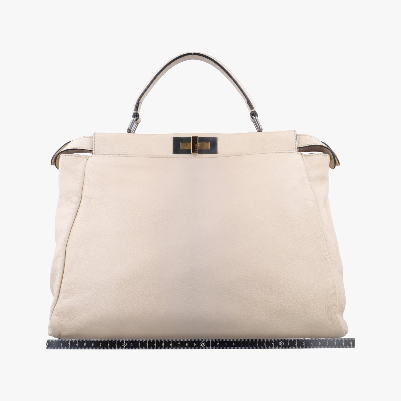 Pre-owned Fendi PEEKABOO Large Beige Leather 8BN210 shoulderbag | stylenewstar