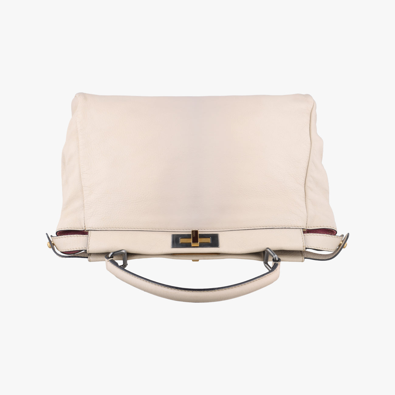 Pre-owned Fendi PEEKABOO Large Beige Leather 8BN210 shoulderbag | stylenewstar