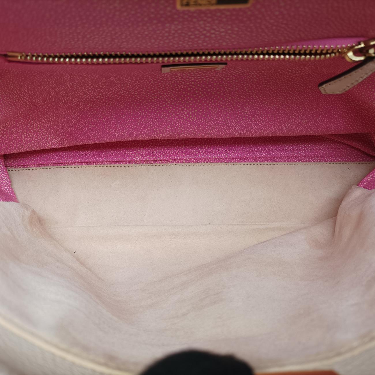 Pre-owned Fendi PEEKABOO Large Beige Leather 8BN210 shoulderbag | stylenewstar