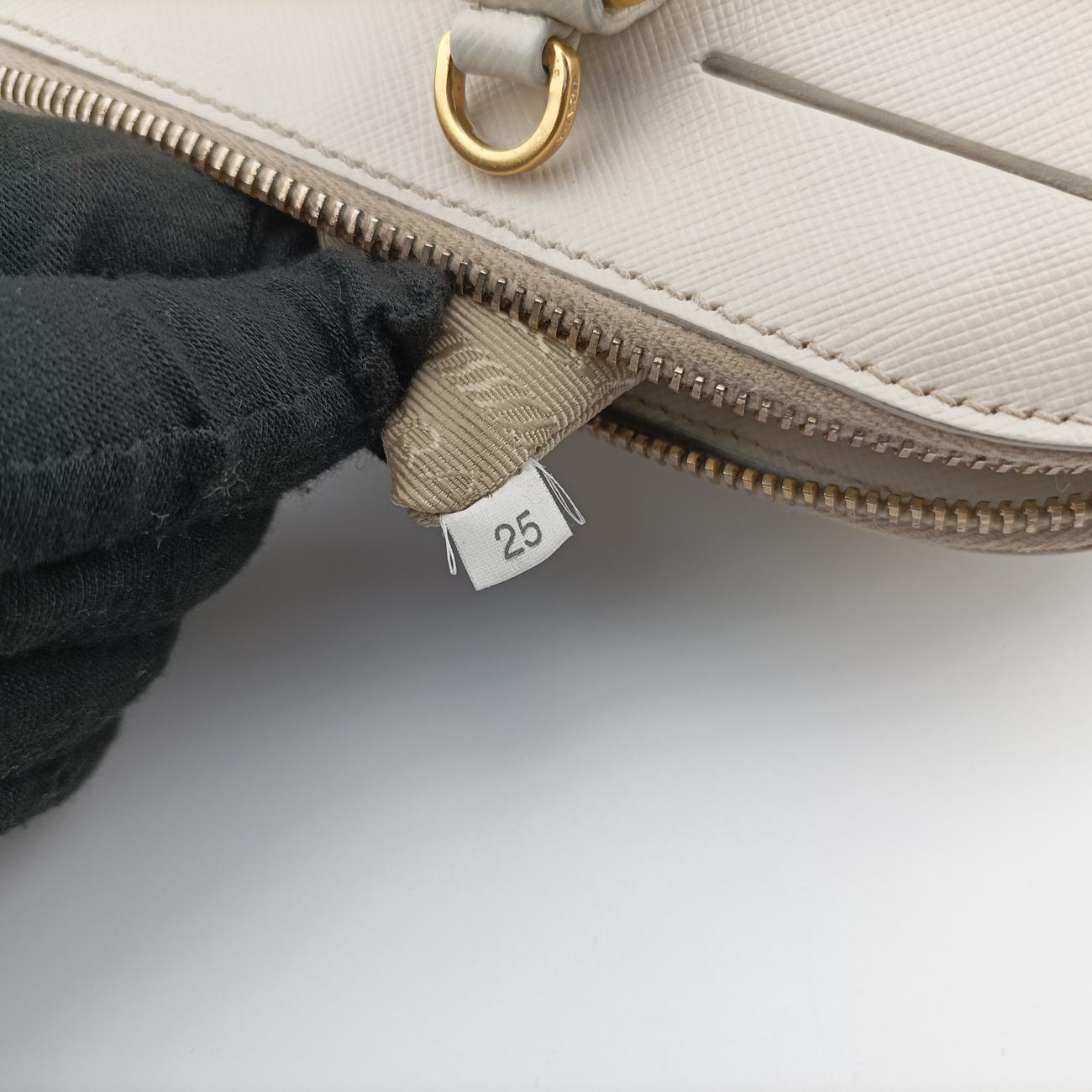 Pre-owned Prada Large Promenade Satchel White SAFFIANO Leather BL0837 shoulderbag | stylenewstar