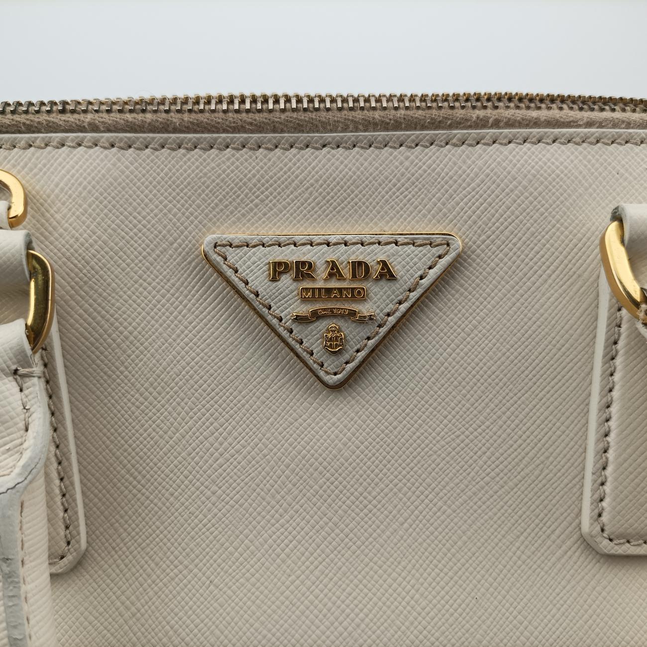 Pre-owned Prada Large Promenade Satchel White SAFFIANO Leather BL0837 shoulderbag | stylenewstar