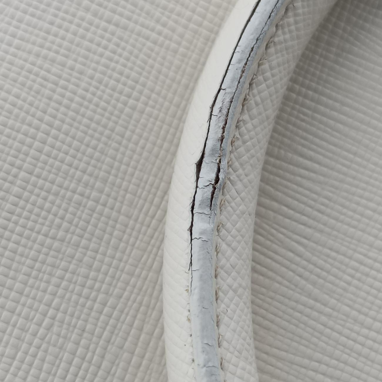 Pre-owned Prada Large Promenade Satchel White SAFFIANO Leather BL0837 shoulderbag | stylenewstar