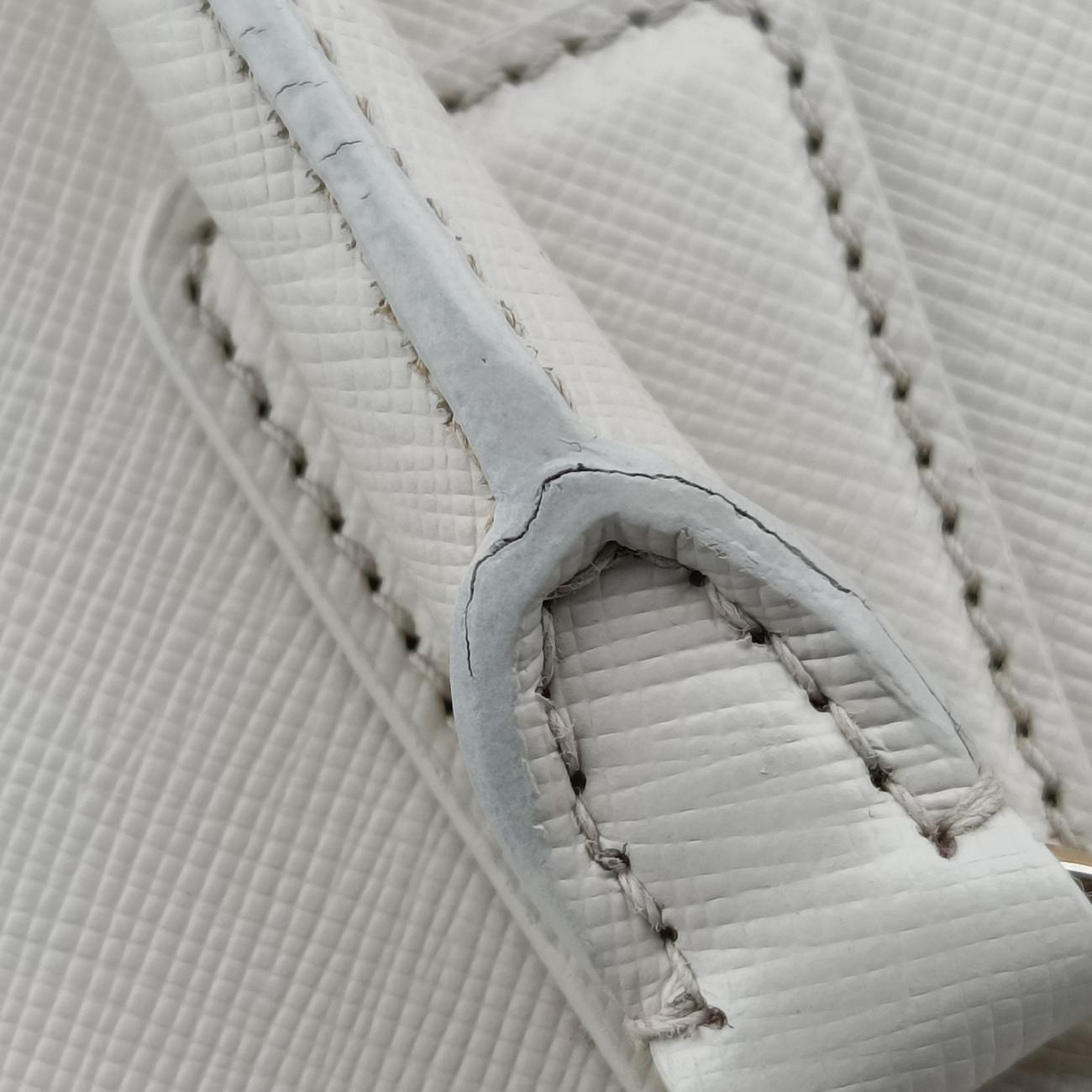 Pre-owned Prada Large Promenade Satchel White SAFFIANO Leather BL0837 shoulderbag | stylenewstar