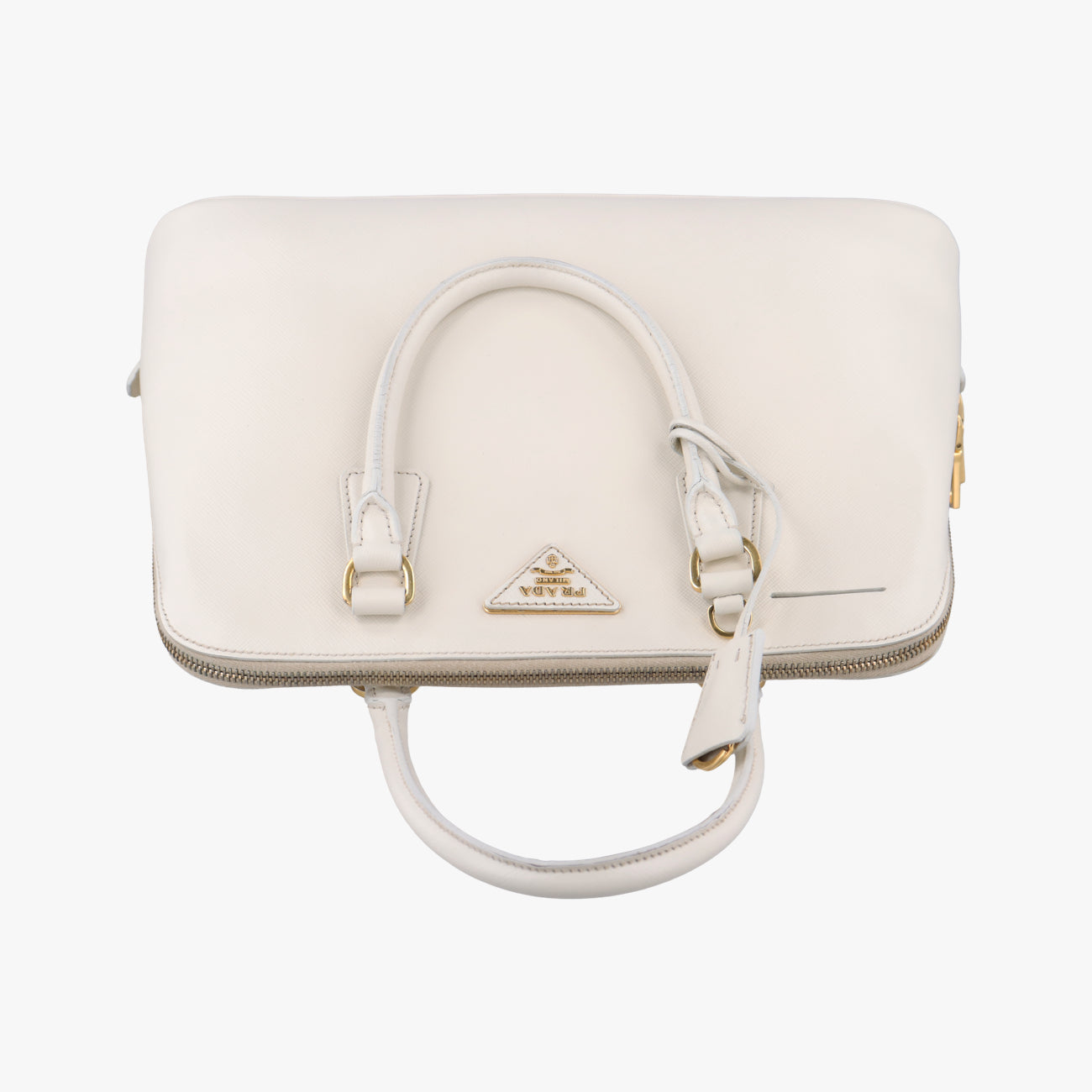 Pre-owned Prada Large Promenade Satchel White SAFFIANO Leather BL0837 shoulderbag | stylenewstar