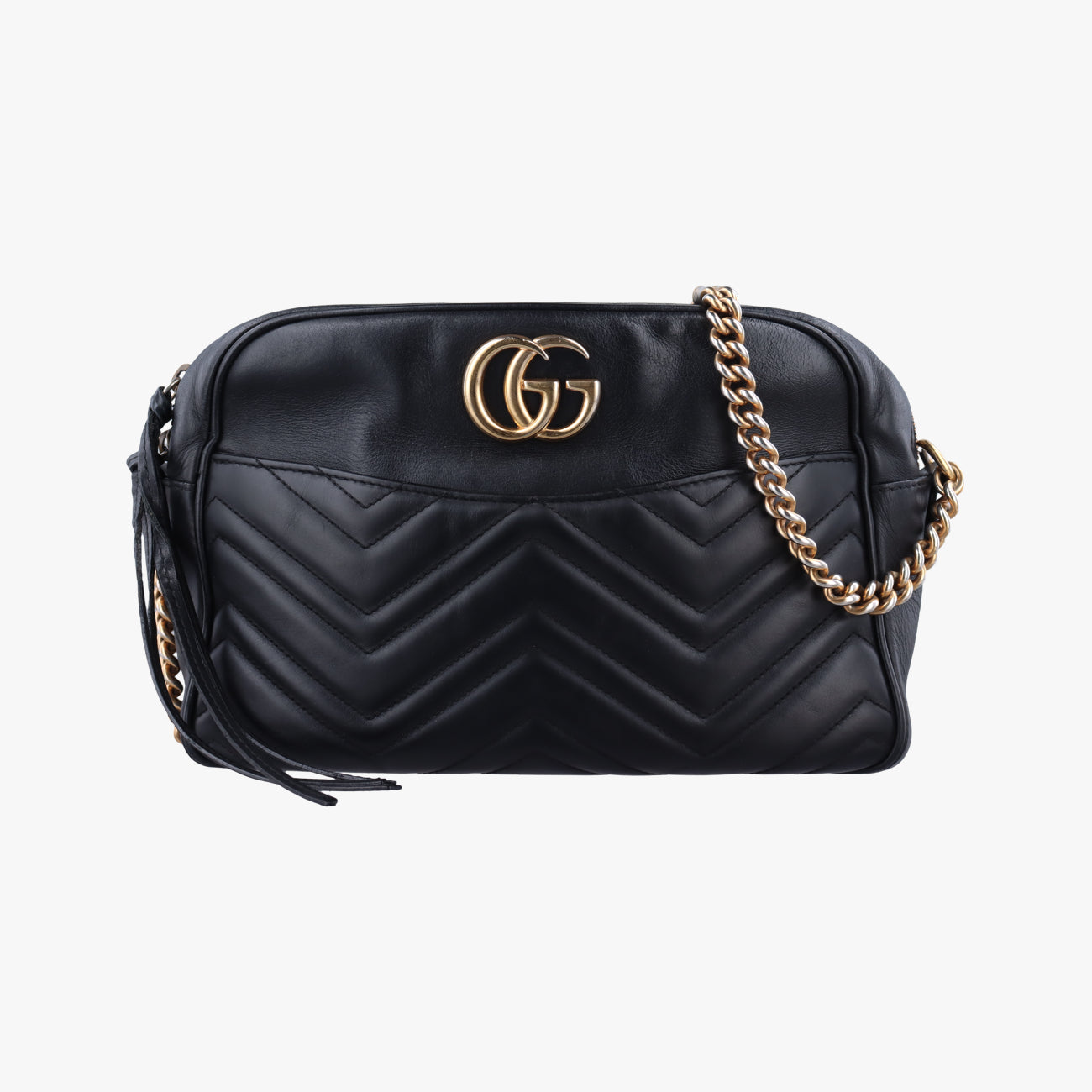Pre-owned Gucci GG Marmont Black Leather 443499 shoulderbag | stylenewstar