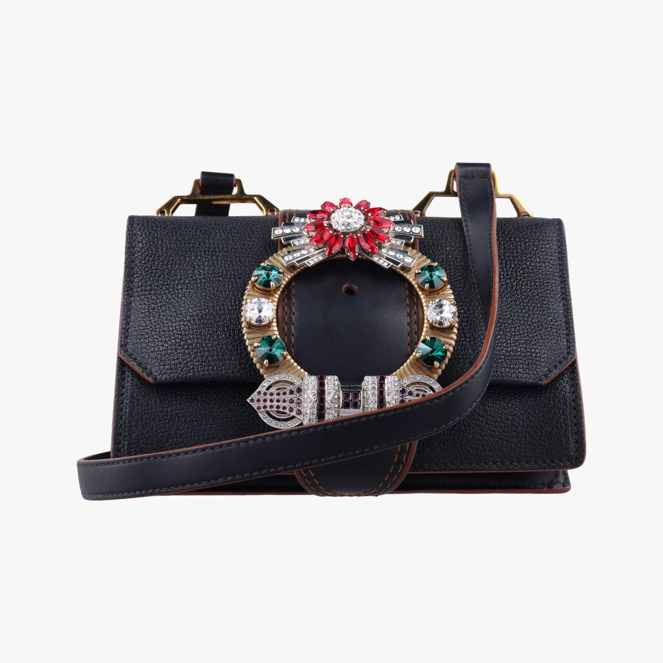 Secondhand Miu Miu Miu Lady Black Leather  shoulderbag | stylenewstar