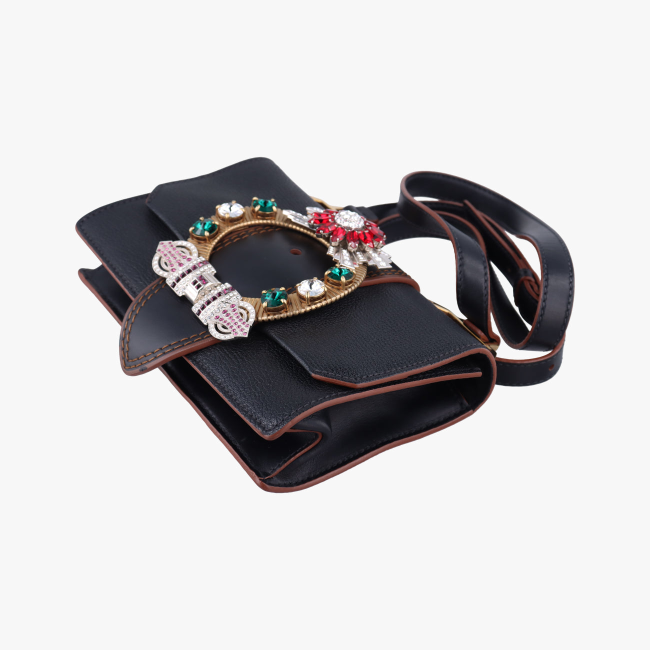 Secondhand Miu Miu Miu Lady Black Leather  shoulderbag | stylenewstar