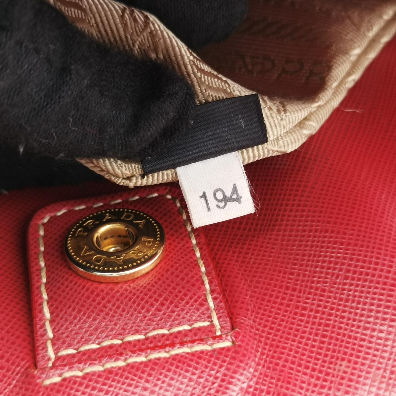 Secondhand Prada Logo Jacquard Beige×red Canvas × SAFFIANO Leather BN2254 shoulderbag | stylenewstar