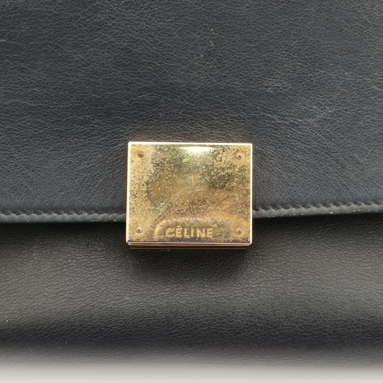 Pre-owned Celine Trapèze Blue x Black x Green Leather x suede  shoulderbag | stylenewstar