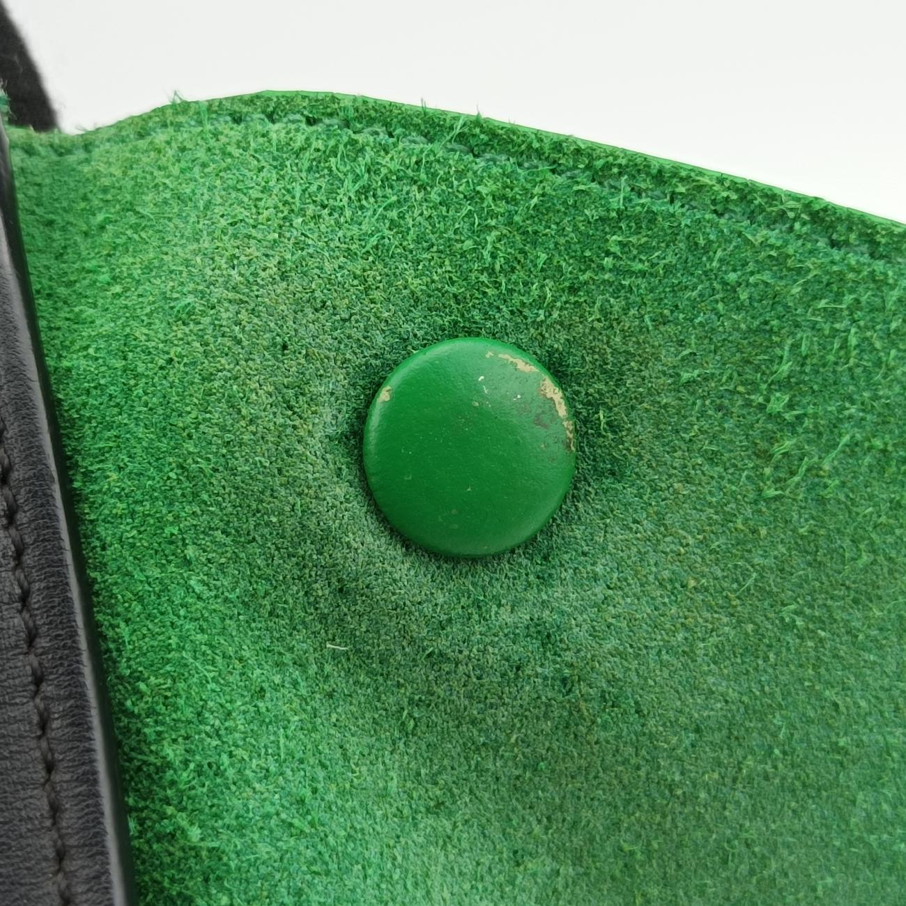 Pre-owned Celine Trapèze Blue x Black x Green Leather x suede  shoulderbag | stylenewstar