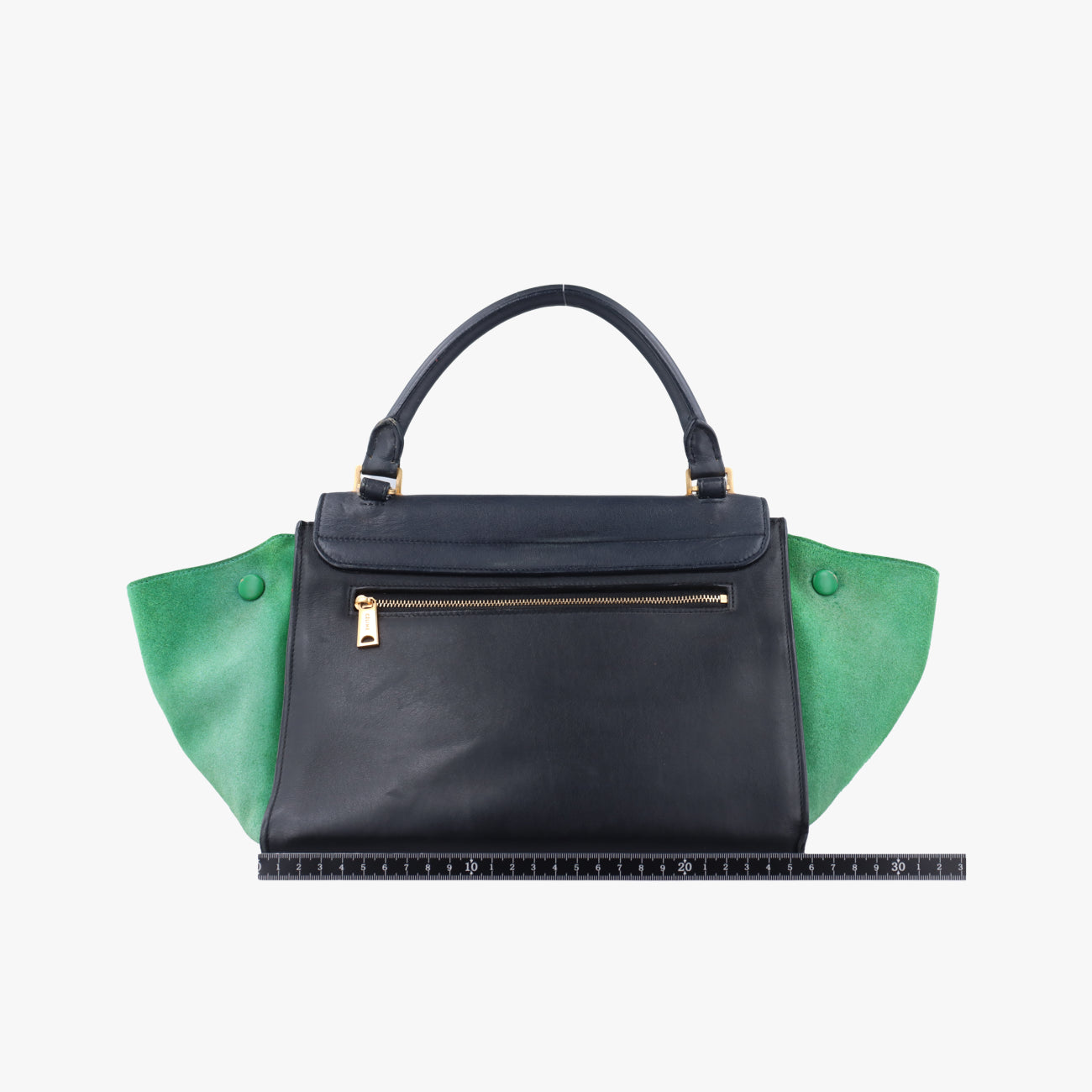 Pre-owned Celine Trapèze Blue x Black x Green Leather x suede  shoulderbag | stylenewstar