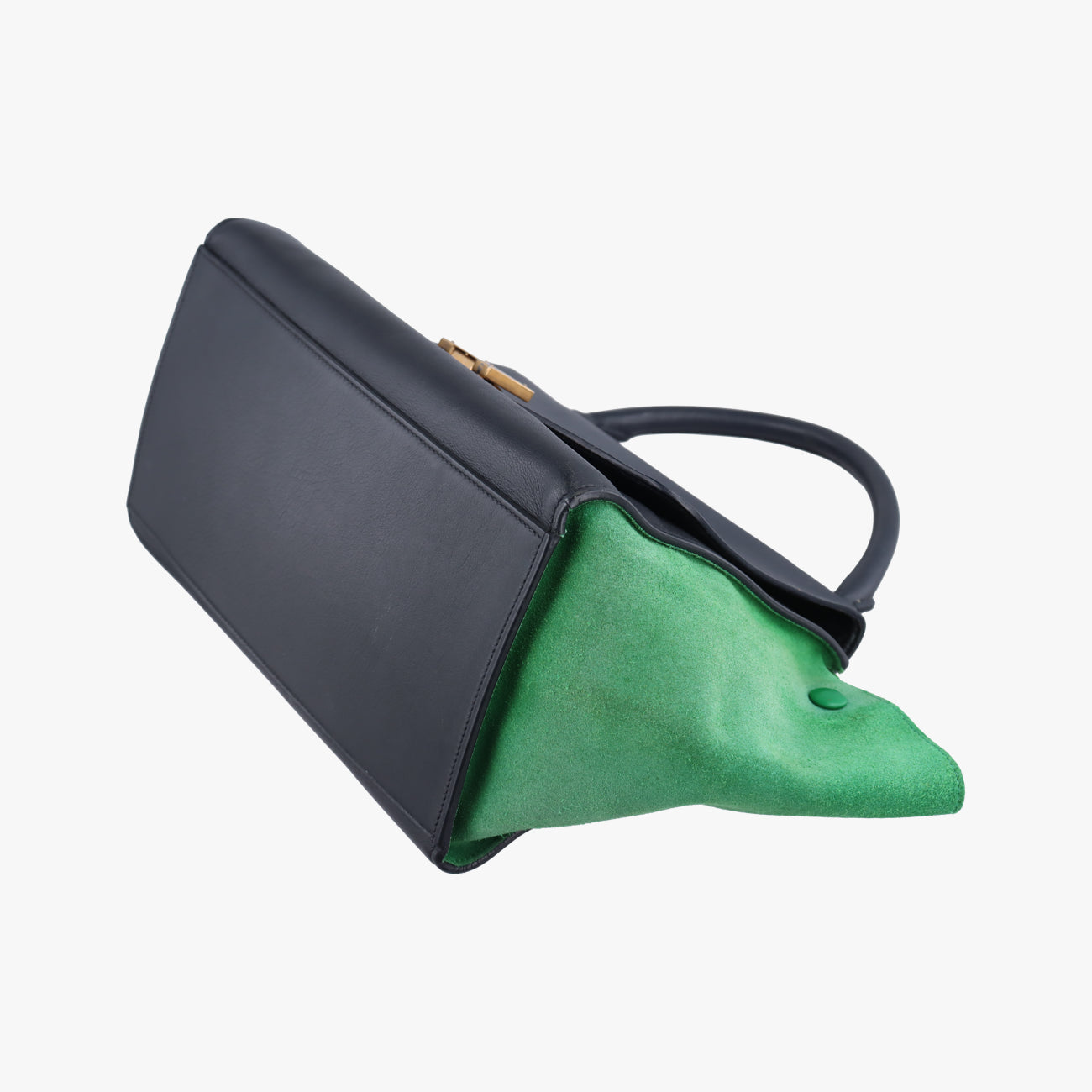 Pre-owned Celine Trapèze Blue x Black x Green Leather x suede  shoulderbag | stylenewstar