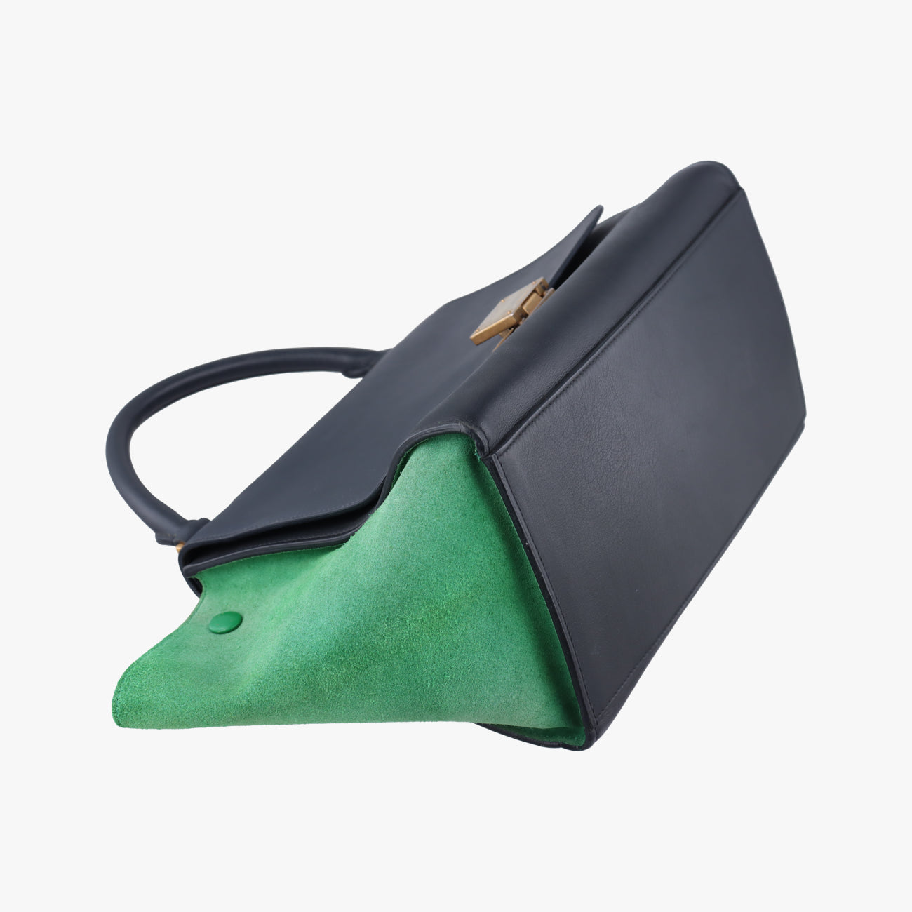 Pre-owned Celine Trapèze Blue x Black x Green Leather x suede  shoulderbag | stylenewstar