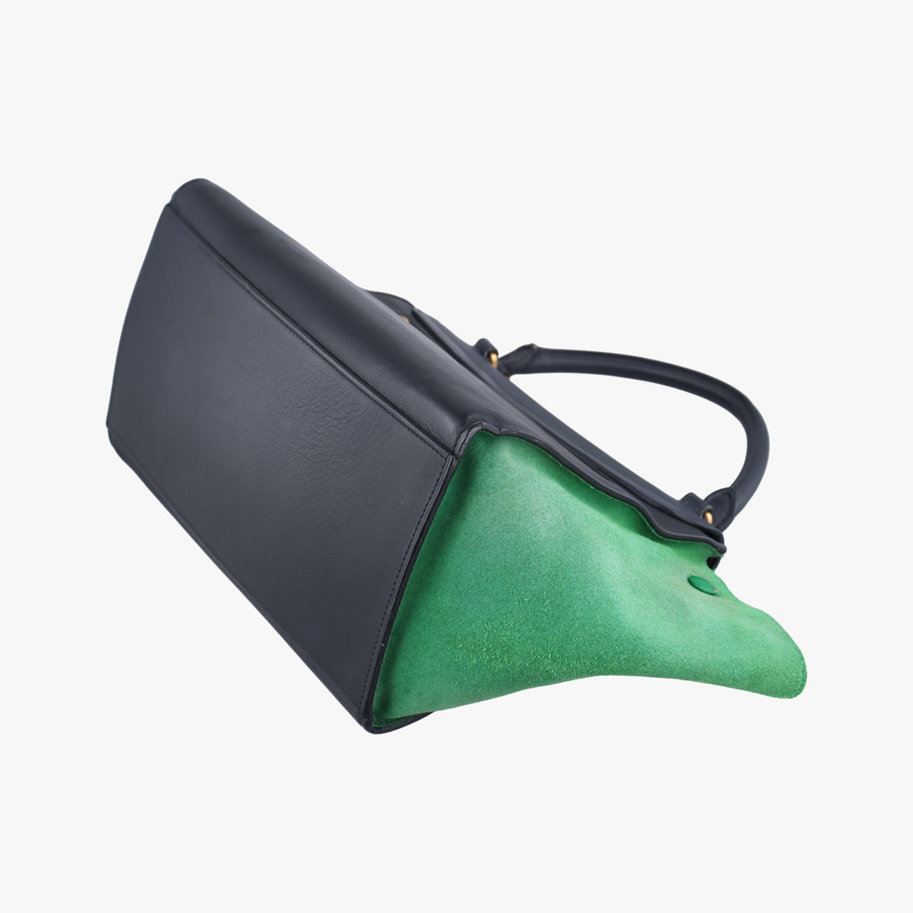 Pre-owned Celine Trapèze Blue x Black x Green Leather x suede  shoulderbag | stylenewstar