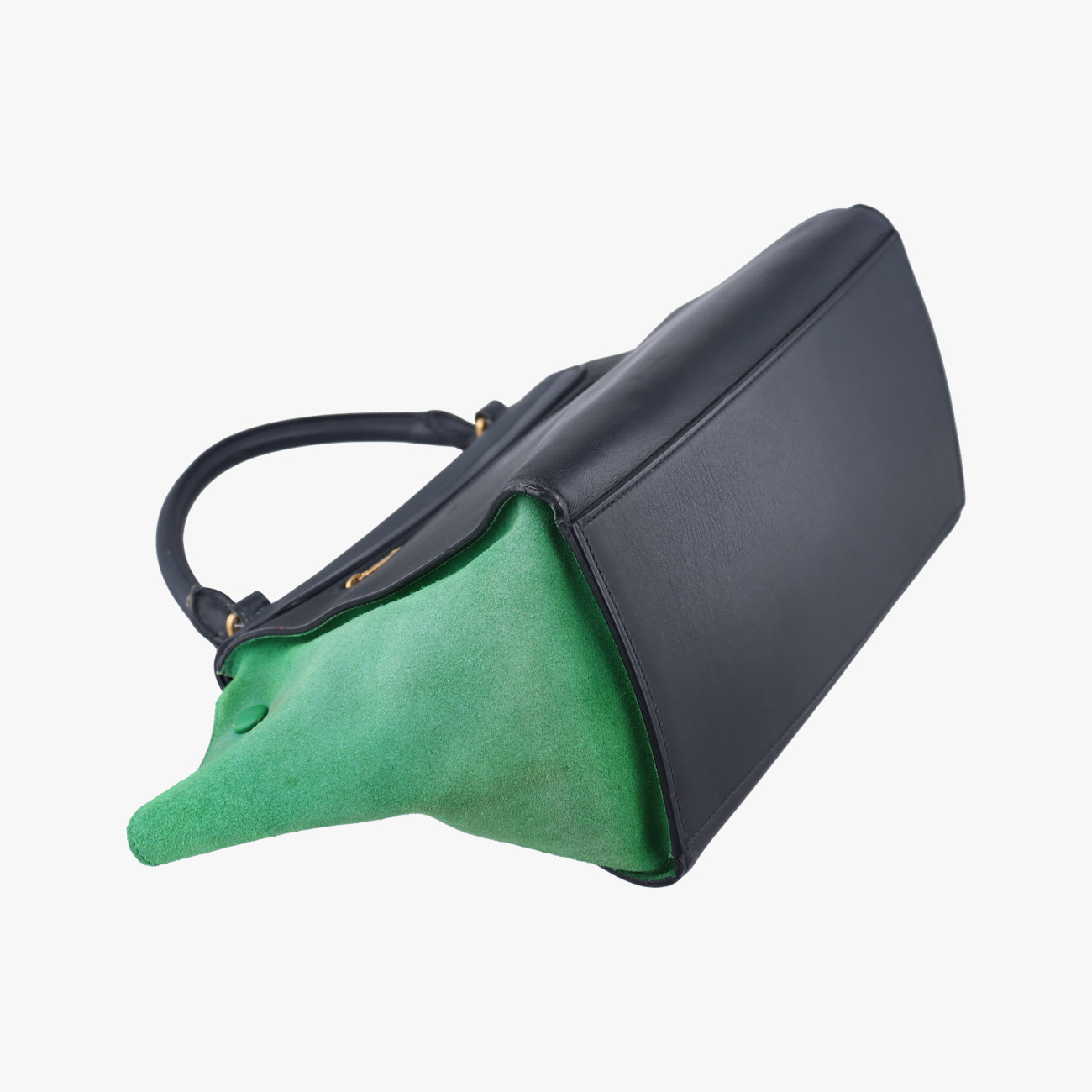 Pre-owned Celine Trapèze Blue x Black x Green Leather x suede  shoulderbag | stylenewstar