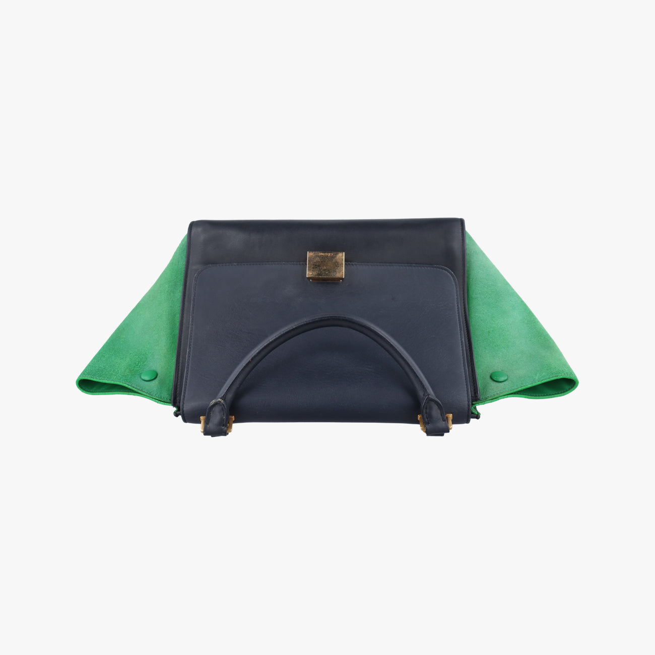 Pre-owned Celine Trapèze Blue x Black x Green Leather x suede  shoulderbag | stylenewstar