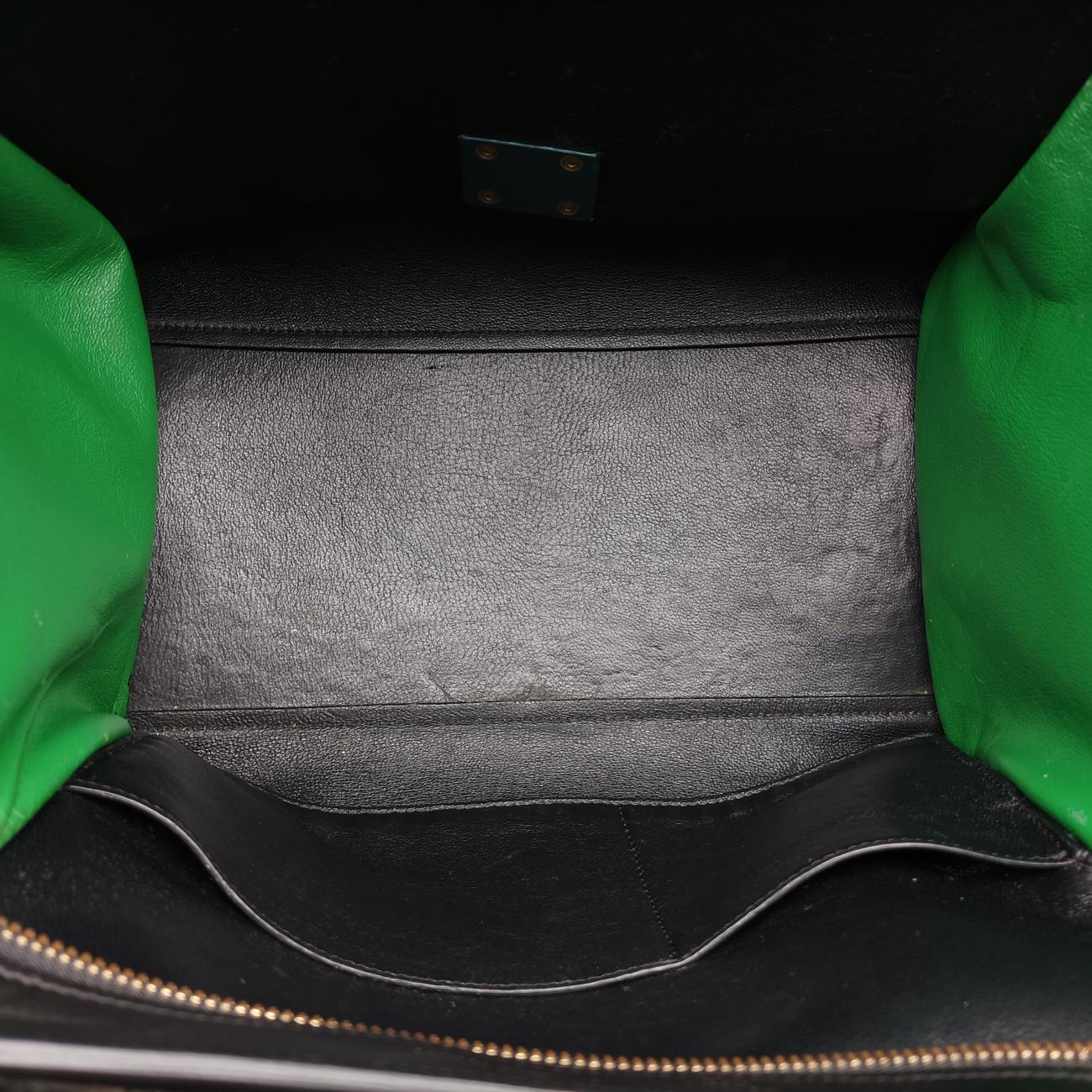 Pre-owned Celine Trapèze Blue x Black x Green Leather x suede  shoulderbag | stylenewstar