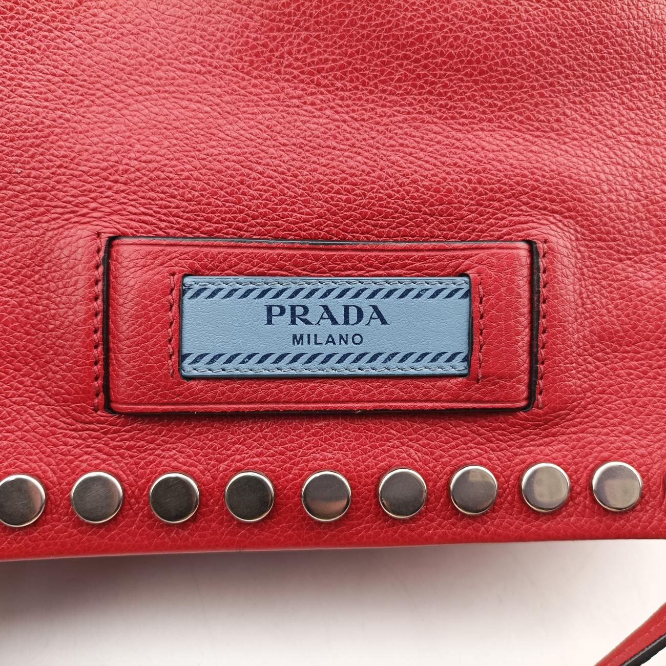 Pre-owned Prada Etiquette Red Leather 1BD082 shoulderbag | stylenewstar