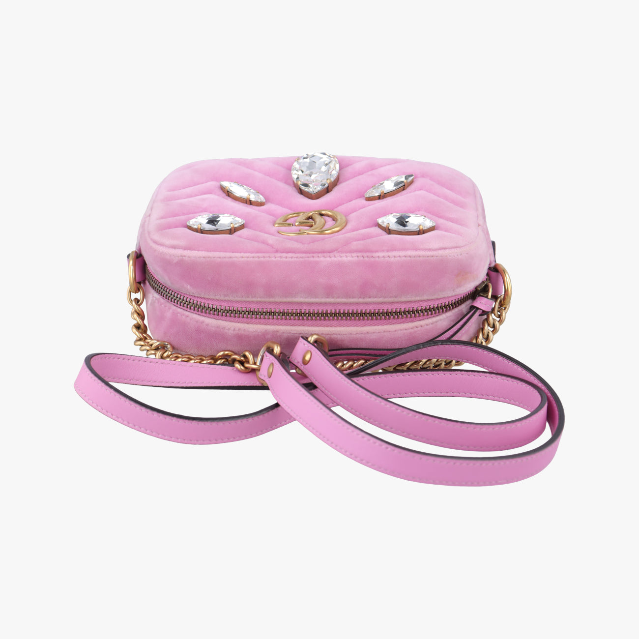 Pre-owned Gucci GG Marmont Pink velour 448065 shoulderbag | stylenewstar