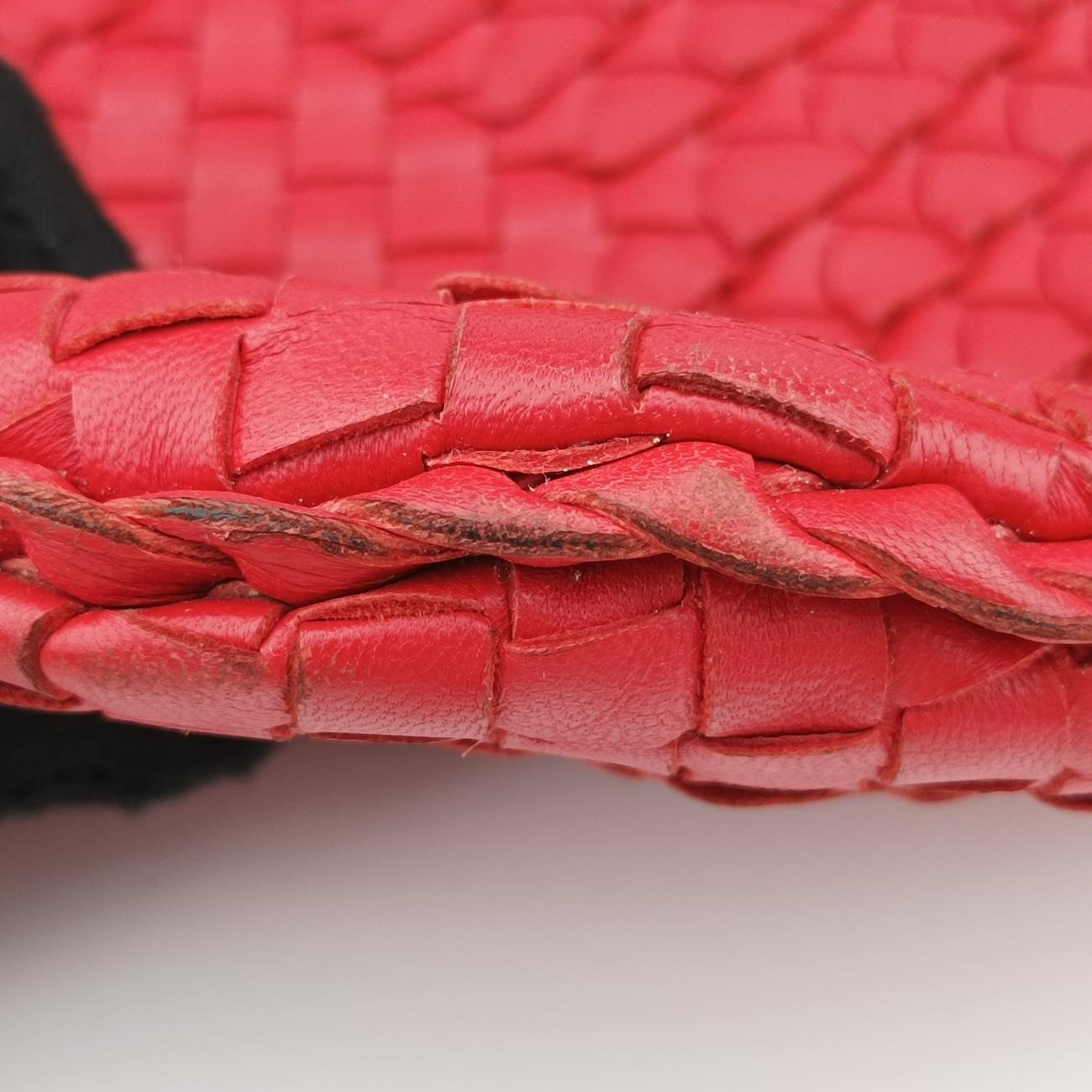 Pre-owned Bottega Veneta Intrecciato Red Leather  shoulderbag | stylenewstar