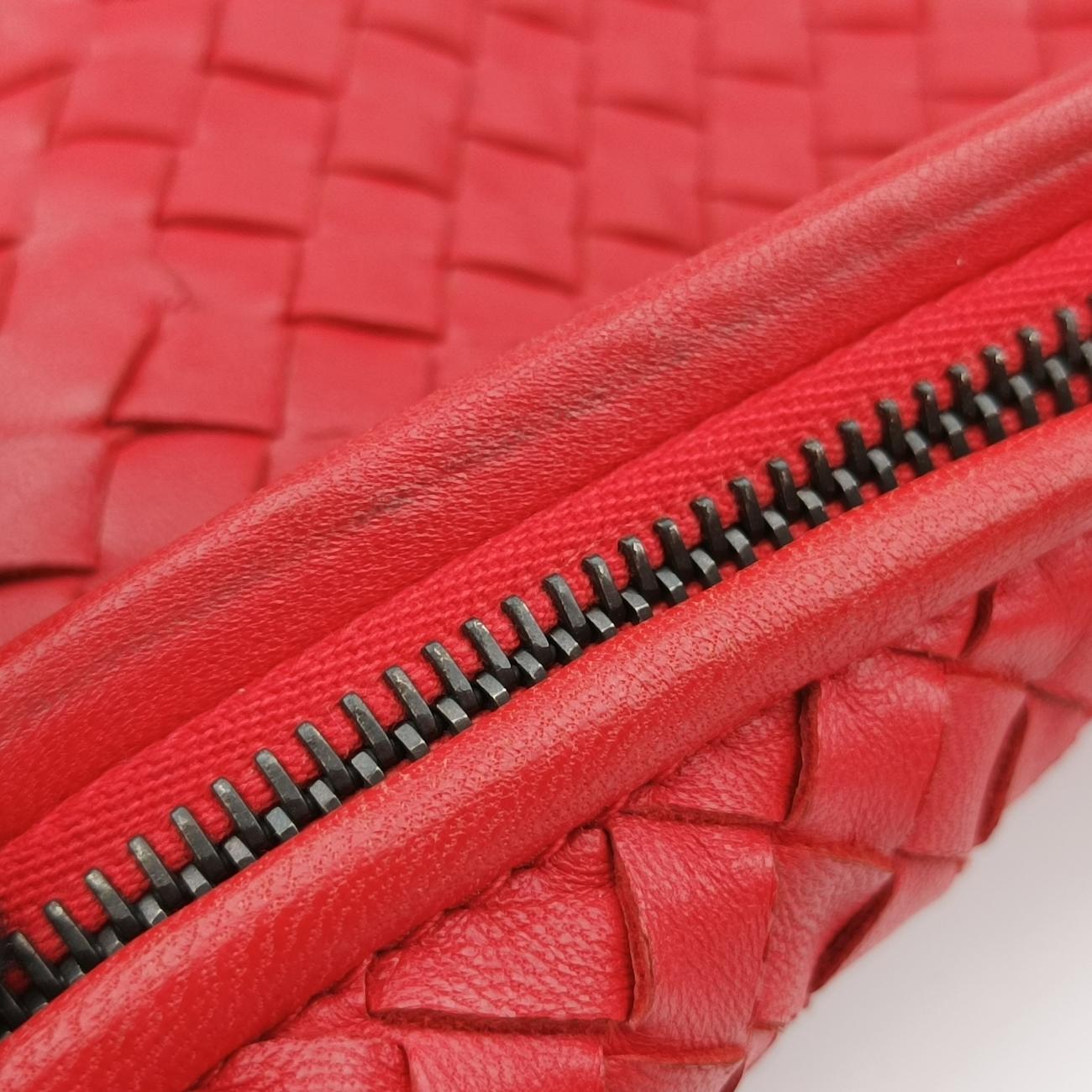 Pre-owned Bottega Veneta Intrecciato Red Leather  shoulderbag | stylenewstar