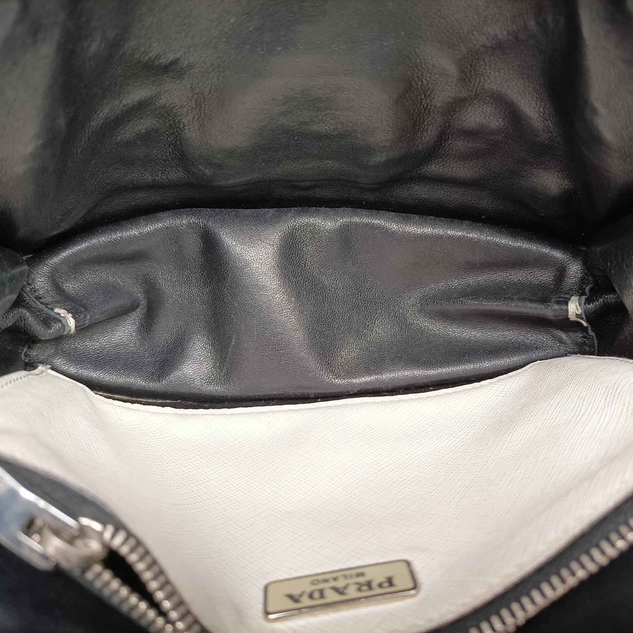 Secondhand Prada Embroidered Sound Black x White x Gray SAFFIANO Leather  shoulderbag | stylenewstar