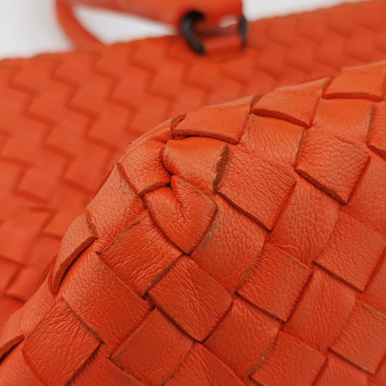 Pre-owned Bottega Veneta Intrecciato Orange lambskin  handbag | stylenewstar