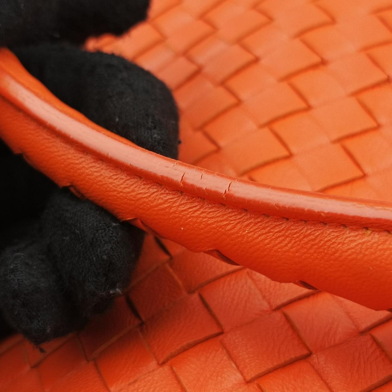 Pre-owned Bottega Veneta Intrecciato Orange lambskin  handbag | stylenewstar