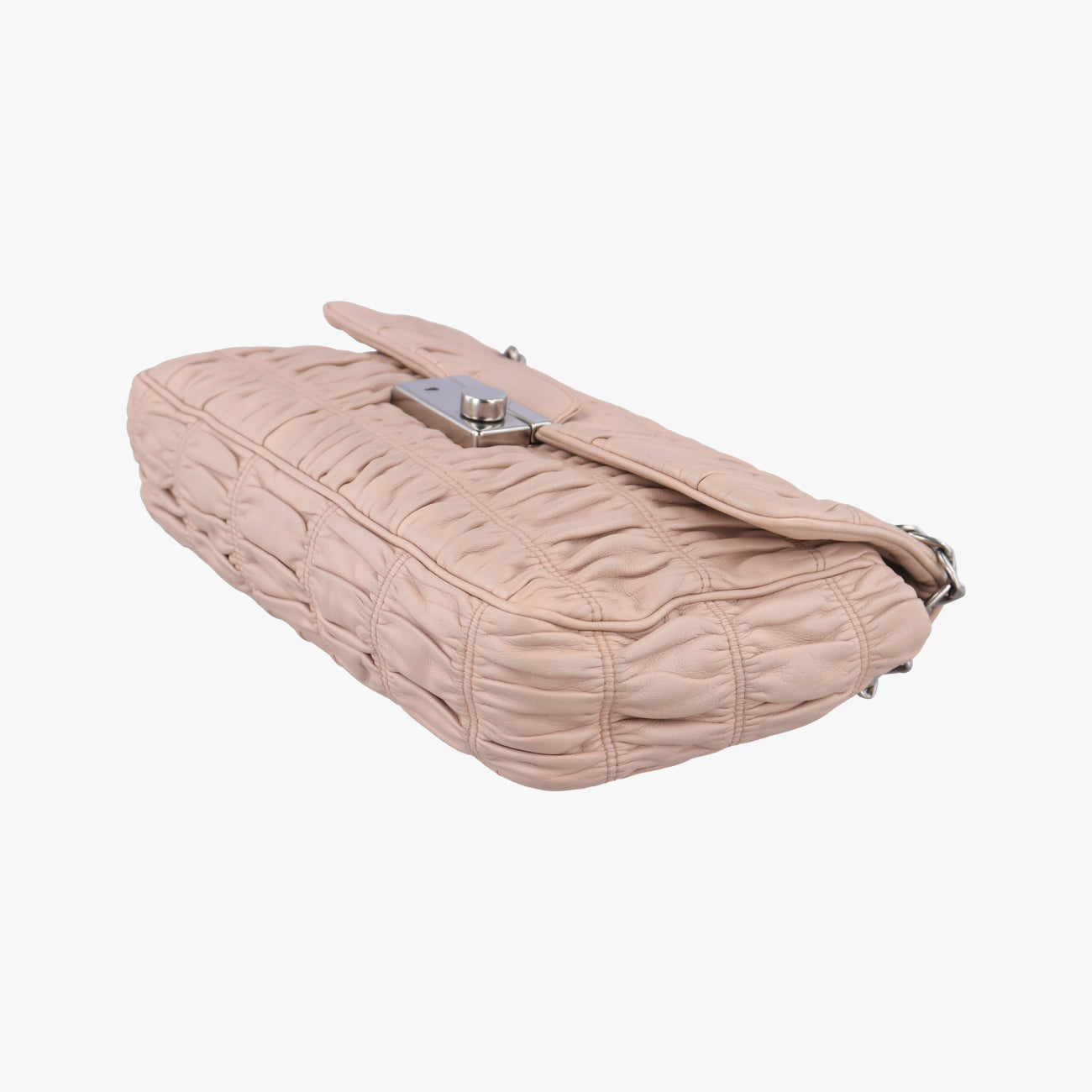 Pre-owned Prada Gaufre Logo Flap Pink Nappa Leather BT0939 shoulderbag | stylenewstar