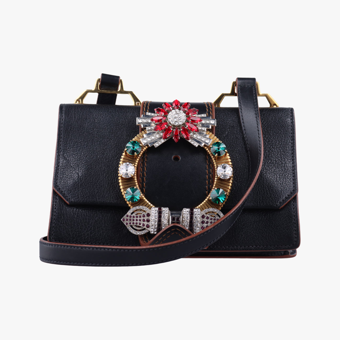 Vintage Miu Miu Miu Lady Black Leather  shoulderbag | stylenewstar