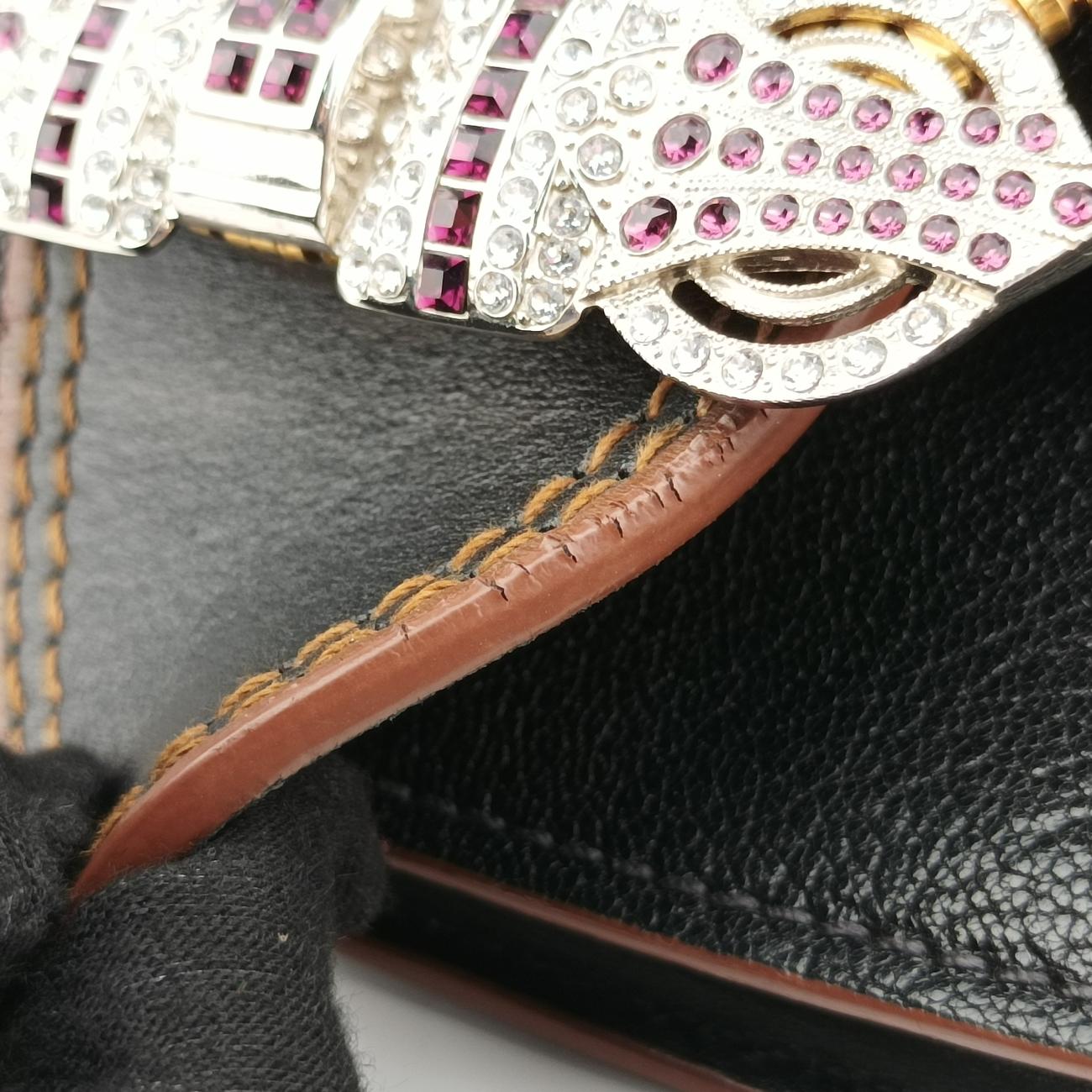 Vintage Miu Miu Miu Lady Black Leather  shoulderbag | stylenewstar