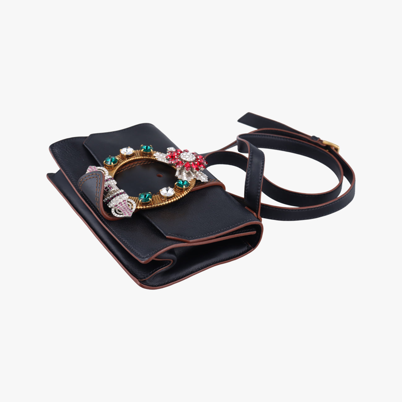 Vintage Miu Miu Miu Lady Black Leather  shoulderbag | stylenewstar