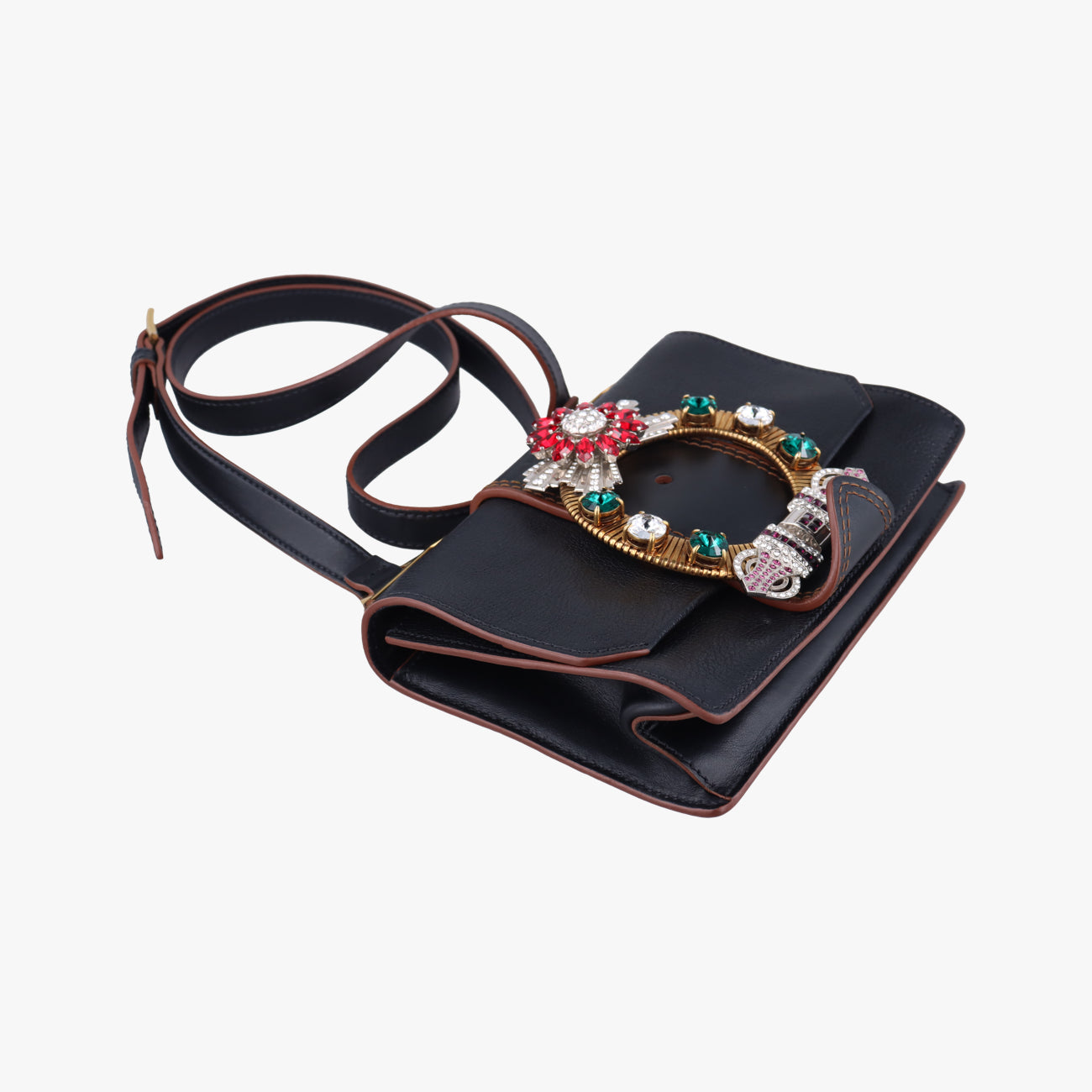 Vintage Miu Miu Miu Lady Black Leather  shoulderbag | stylenewstar