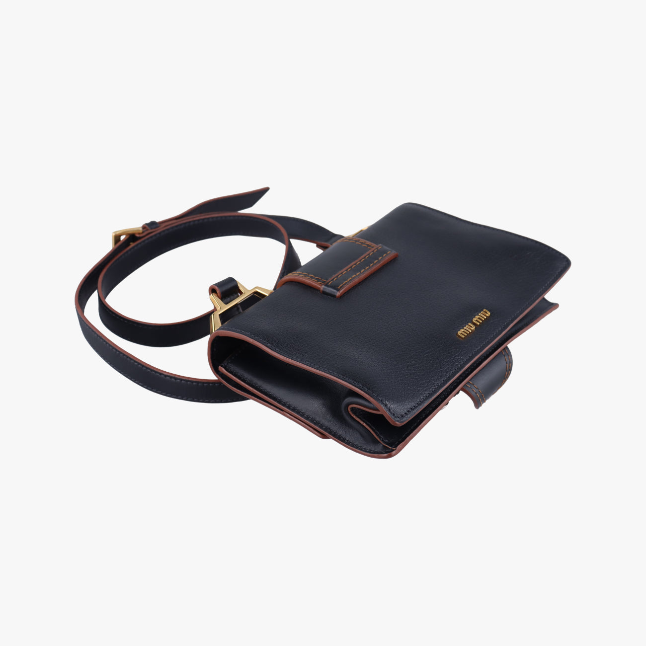 Vintage Miu Miu Miu Lady Black Leather  shoulderbag | stylenewstar