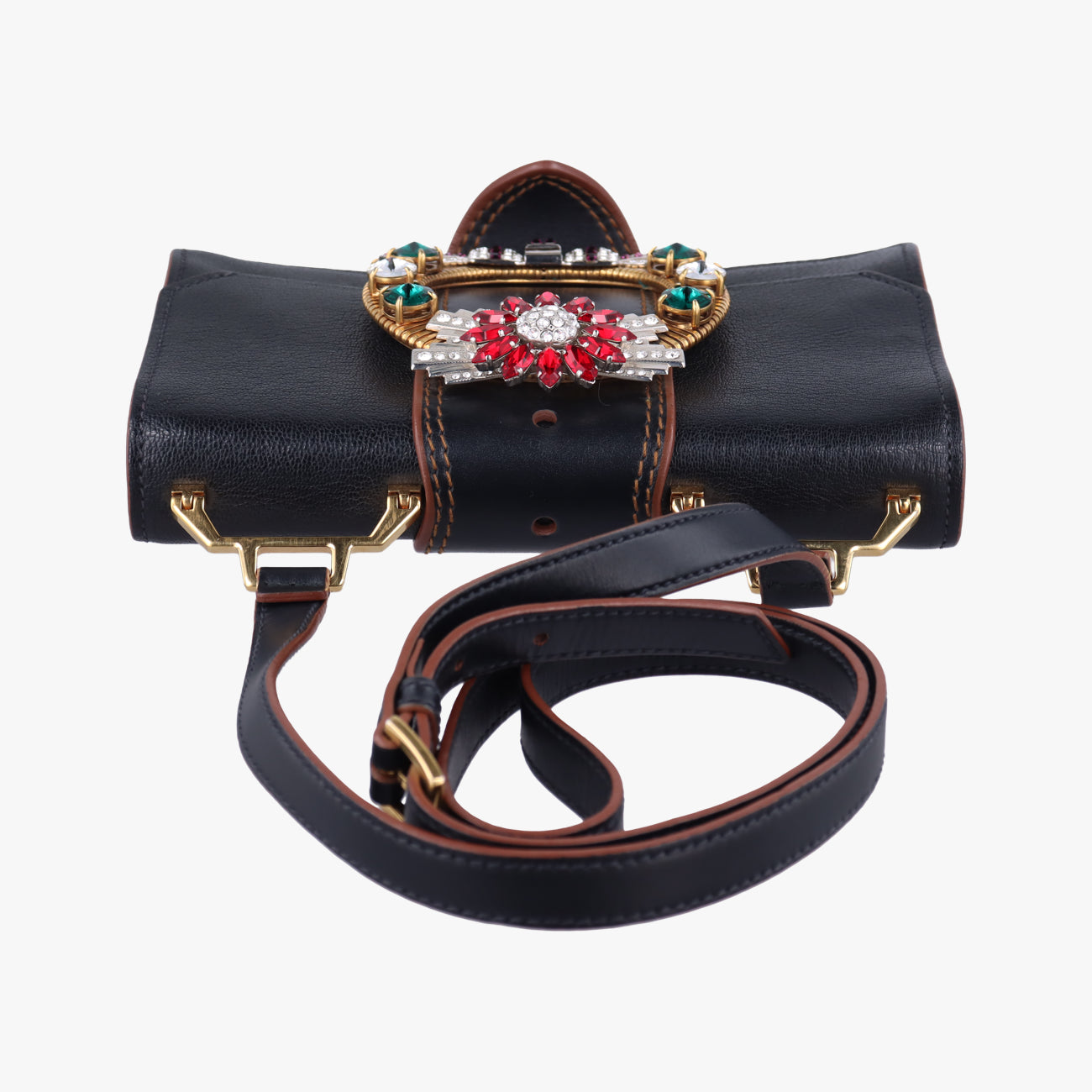 Vintage Miu Miu Miu Lady Black Leather  shoulderbag | stylenewstar