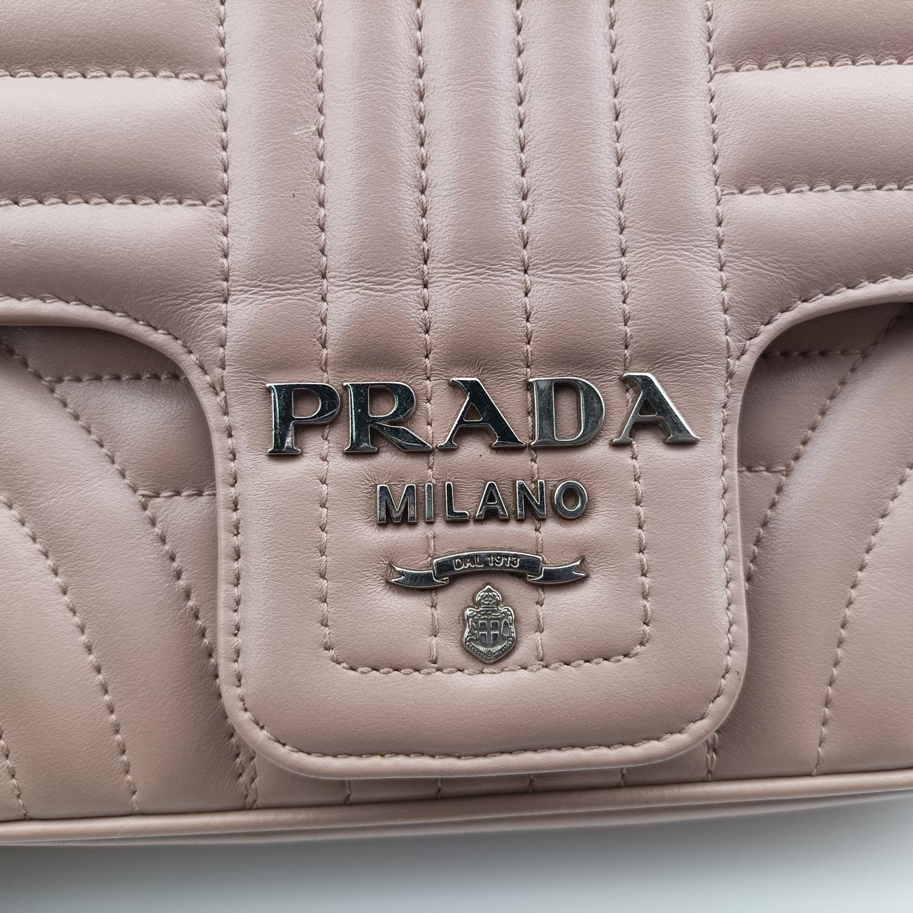 Pre-owned Prada Diagramme Pink Leather 1BD107 shoulderbag | stylenewstar