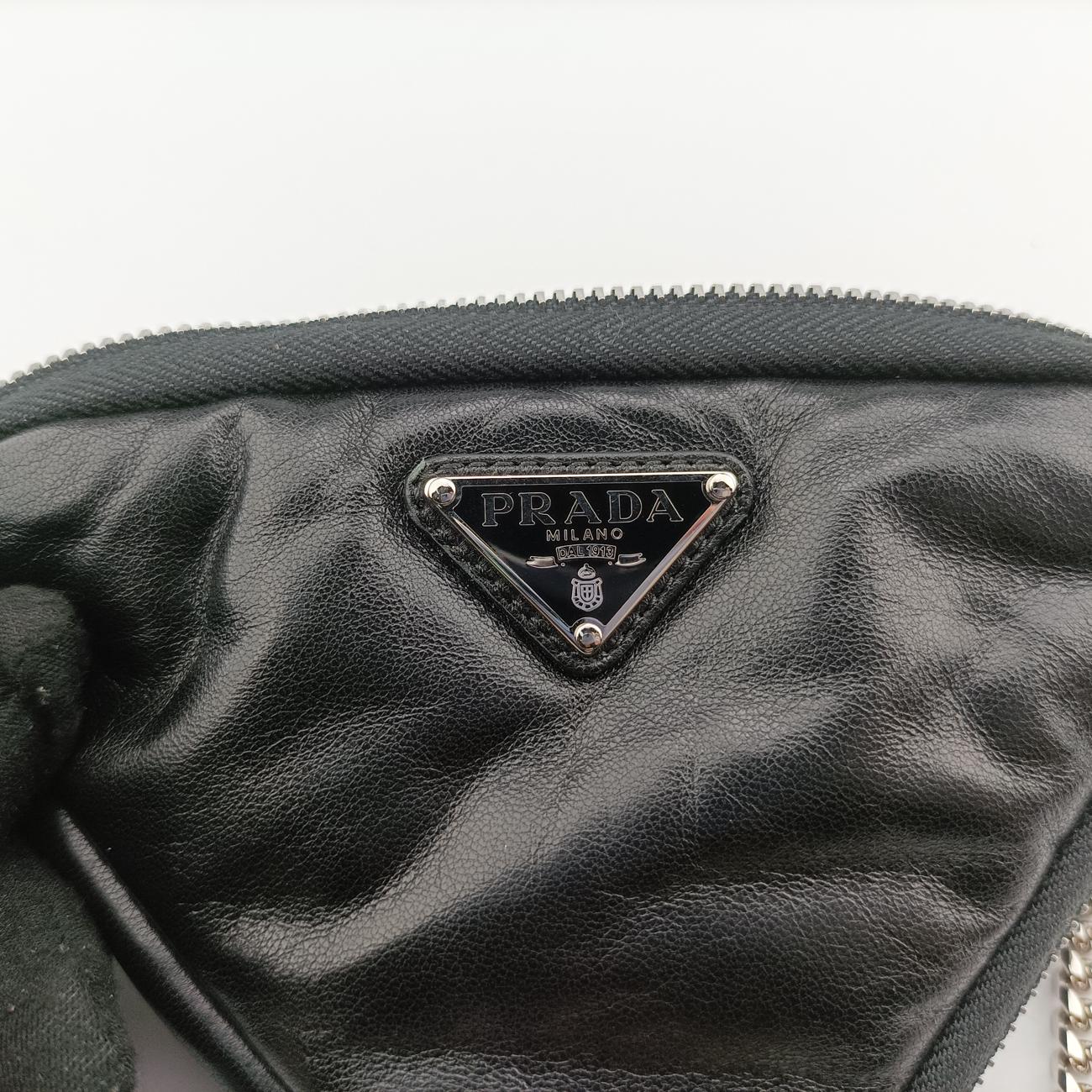 Pre-owned Prada triangle mini Black Leather 1NR015 shoulderbag | stylenewstar