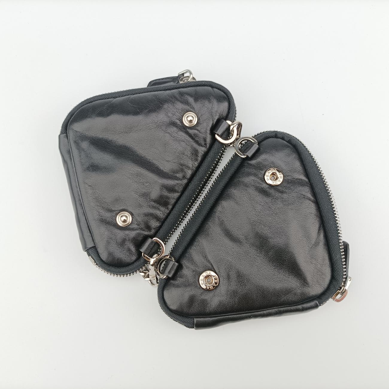 Pre-owned Prada triangle mini Black Leather 1NR015 shoulderbag | stylenewstar