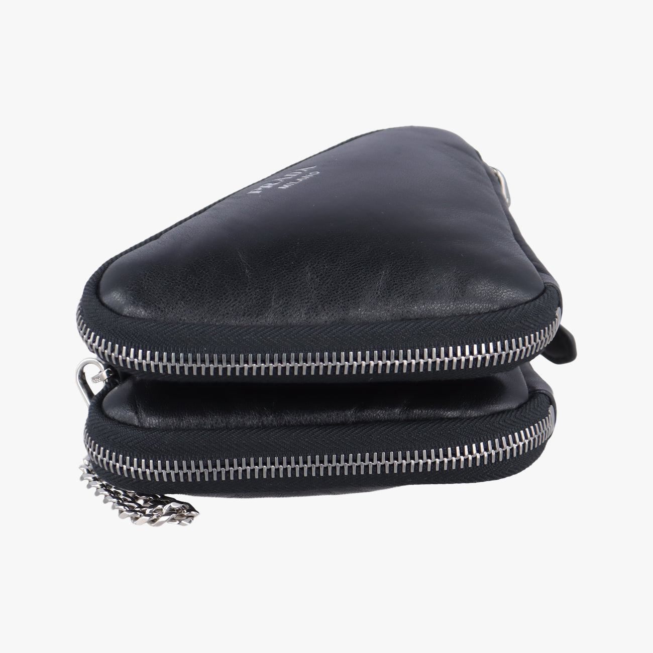 Pre-owned Prada triangle mini Black Leather 1NR015 shoulderbag | stylenewstar