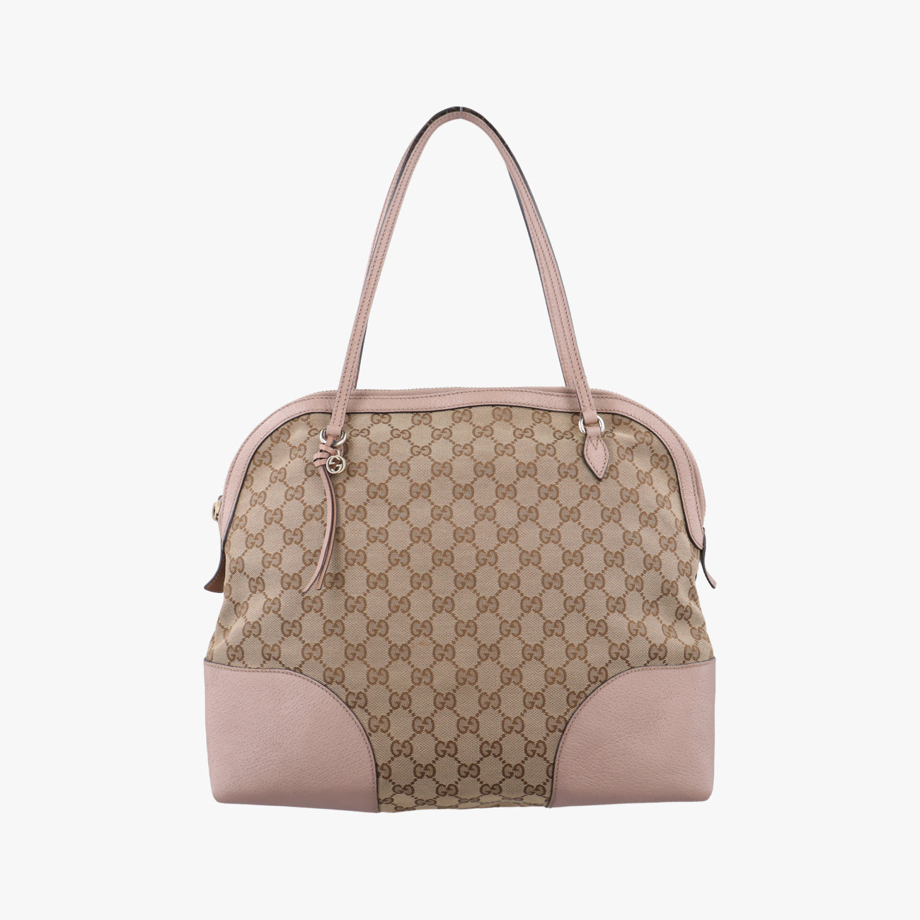 Pre-owned Gucci Guccissima Bree Beige×pink canvas x leather 323673 handbag | stylenewstar