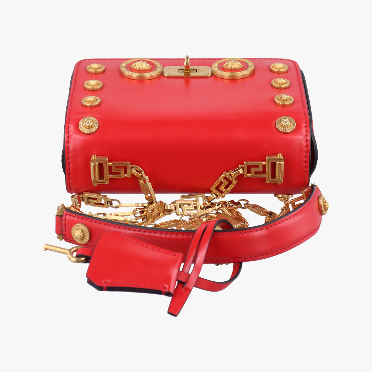 Pre-owned VERSACE Medusa Red Leather  shoulderbag | stylenewstar
