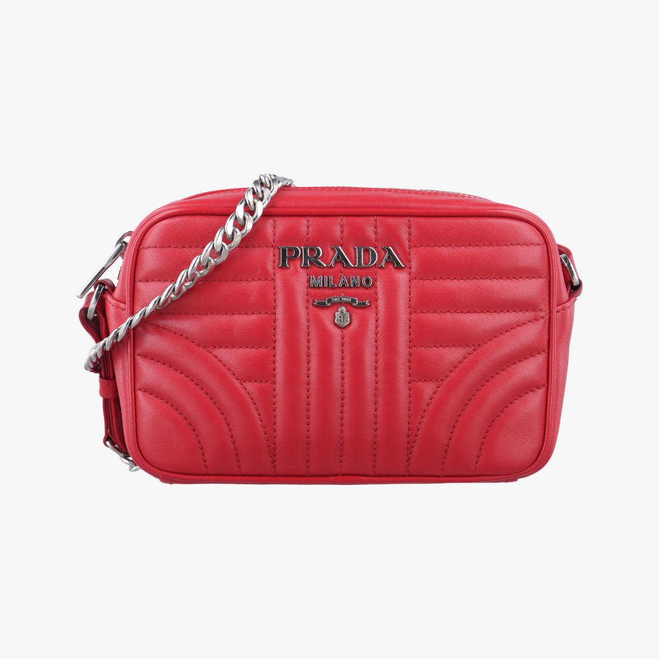 Pre-owned Prada Diagramme Red leather 1BH084 shoulderbag | stylenewstar