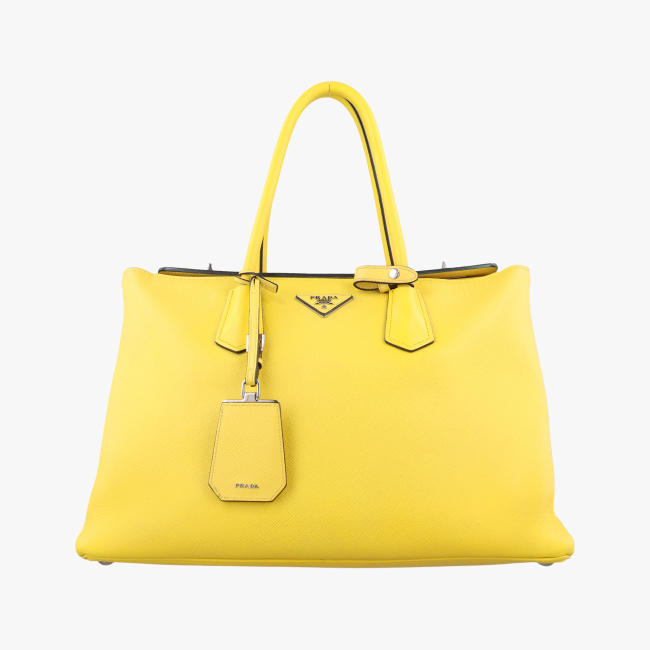 Pre-owned Prada Cuir Double　Satchel Yellow SAFFIANO　Leather BN2756 handbag | stylenewstar