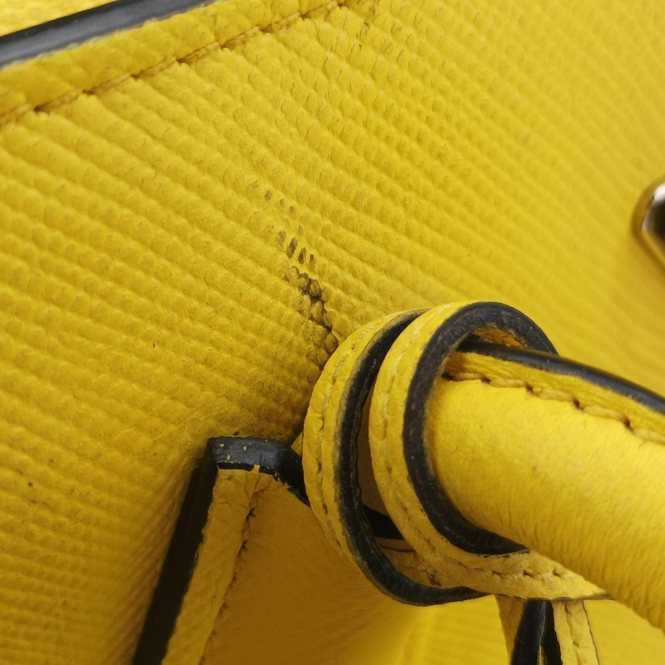 Pre-owned Prada Cuir Double　Satchel Yellow SAFFIANO　Leather BN2756 handbag | stylenewstar