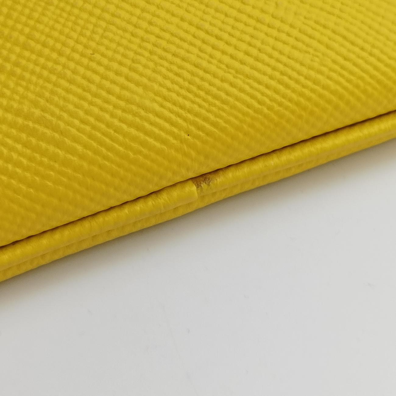 Pre-owned Prada Cuir Double　Satchel Yellow SAFFIANO　Leather BN2756 handbag | stylenewstar