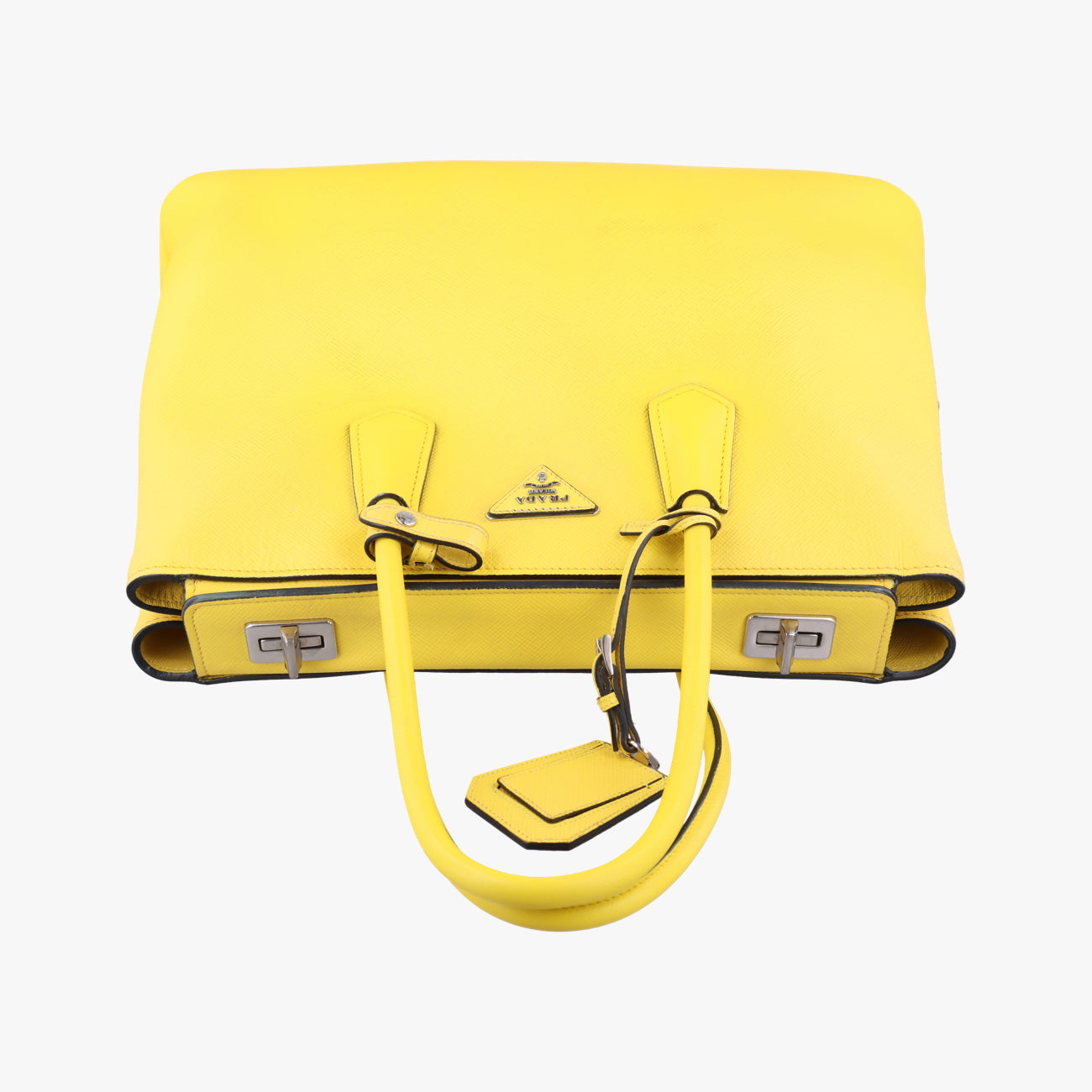 Pre-owned Prada Cuir Double　Satchel Yellow SAFFIANO　Leather BN2756 handbag | stylenewstar