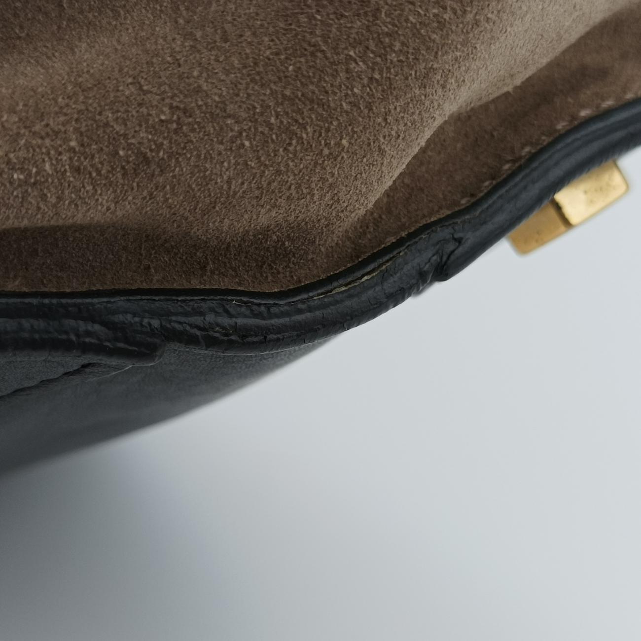 Pre-owned Celine Luggage Mini Shopper Brown x Green x Black Leather  handbag | stylenewstar