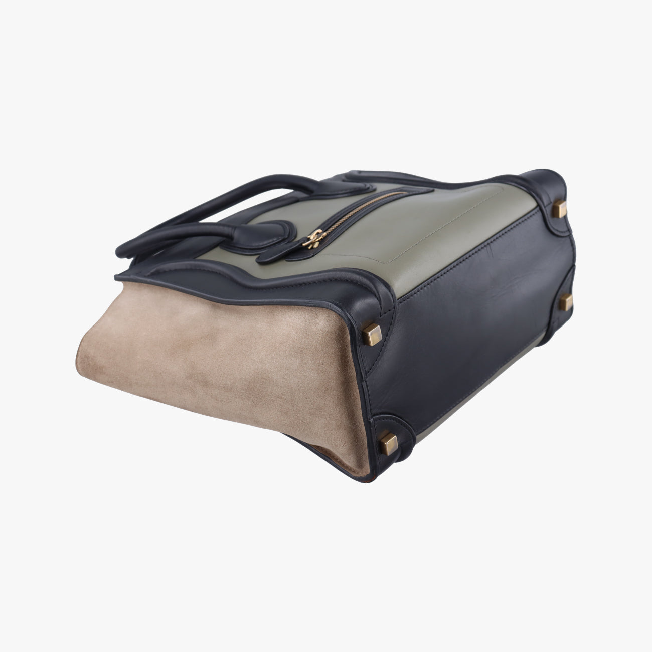 Pre-owned Celine Luggage Mini Shopper Brown x Green x Black Leather  handbag | stylenewstar