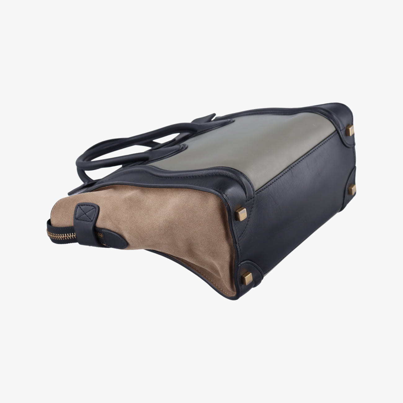 Pre-owned Celine Luggage Mini Shopper Brown x Green x Black Leather  handbag | stylenewstar