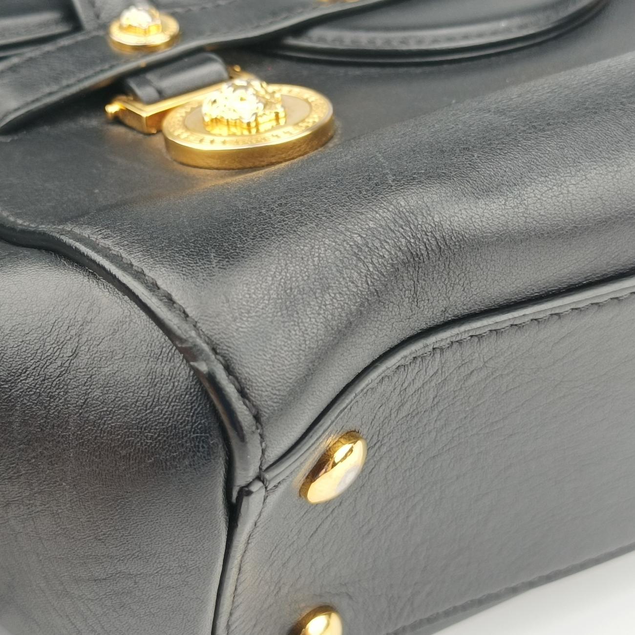 Pre-owned VERSACE SIGNATURE La Medusa Black Leather  shoulderbag | stylenewstar